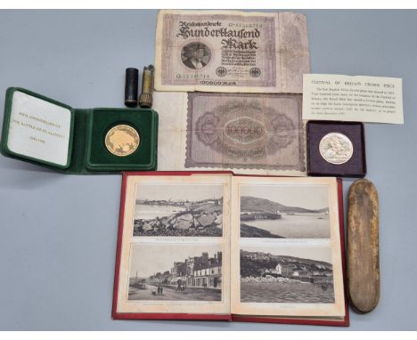 Various collectables; Antique spectacle holder, Souvenir of the Firth of Clyde fold out picture book published by Ormiston &a