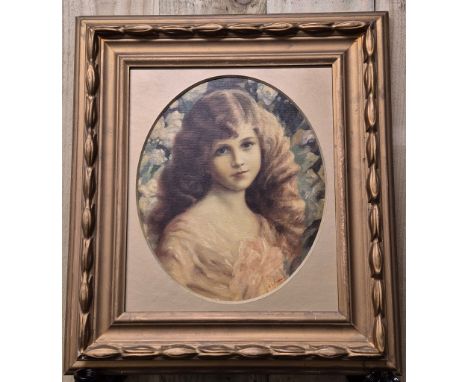 E SolomonOil painting portrait of a young girl. Signed and fitted within a moulded gilt frame. [49x44cm] 