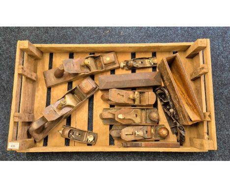 A Crate of Antique and vintage joiners planes; Spier's Ayr plane, C.R. Duncan, No 60 1/2, Stanley No9 1/2, C.R. Duncan steel 