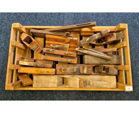 Crate of antique and vintage joiners planes; J. McIntyre steel side and wood plane, Rosewood, brass and steel small plane and