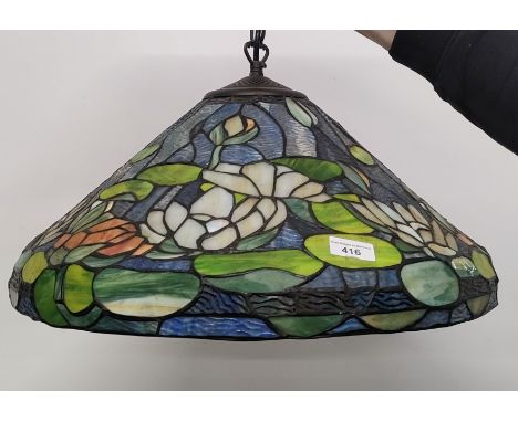 Tiffany Inspired stainglass lily pad design ceiling light. [49cm diameter] 