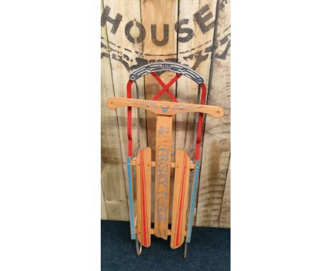 Vintage Preston Canada Frisky Flyers sledge. 