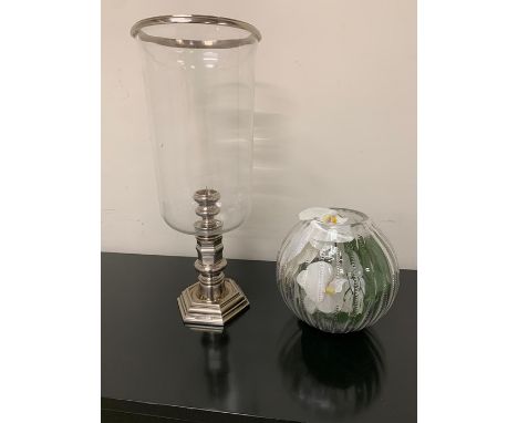 Ralph Lauren home white metal hurricane lamp and candle holder (53cm x 22cm)