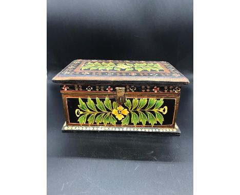 A walnut work box with inlay to lid along with a wooden tea caddy and two hinged boxes 