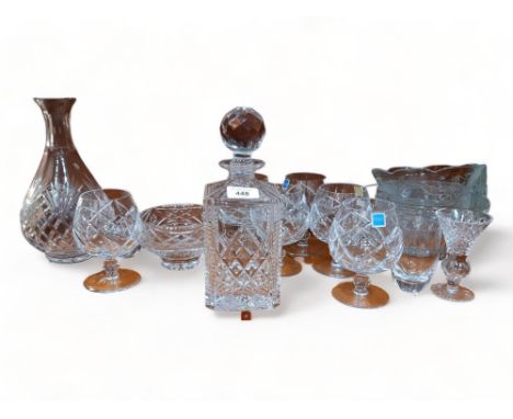 SHELF LOT OF GLASSWARE TO INCLUDE LALIQUE TUMBLER 