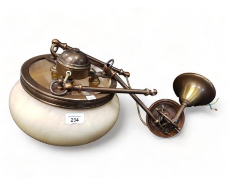 HANGING LAMP WITH MARBLE STYLE SHADE