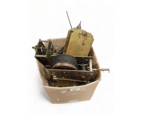 GOOD BOX OF OF OLD CLOCK MOVEMENTS MOSTLY FUSEE