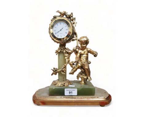 GILT &amp; MARBLE MANTLE CLOCK