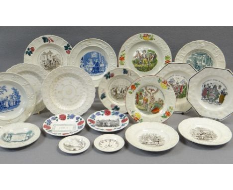 AN EXCELLENT COLLECTION OF 18 MOULDED BORDER WELSH CHILD'S PLATES OR SIMILAR mostly if not all Llanelly including polychrome 