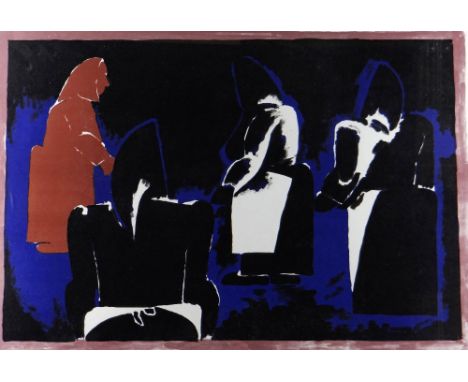 JOSEF HERMAN OBE RA Curwen Press limited edition (95/100) colour lithograph - entitled 'Four Fisherwomen', blindstamp, signed