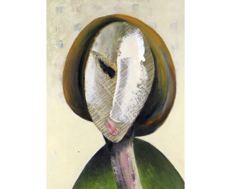 ANNA DAVIES mixed media on board - entitled verso on Kooywood Gallery label 'Portrait of a Woman', signed and dated 2015 vers