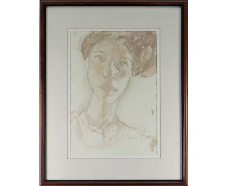 GORDON STUART watercolour and pencil - head and shoulders portrait, signed and dated 2012, 39 x 27cms NB: Located for viewing