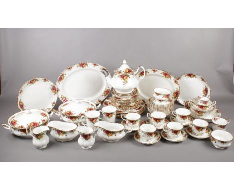 A large collection (approximately 65 piece) of 'Royal Albert' Old Country Roses comprising of, a teapot, a large serving plat