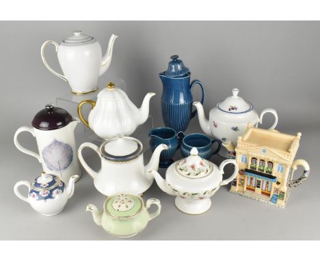 A Collection of Various Teapots to Include Examples by Crown Staffordshire, Paragon, Portmeirion, Coalport, Tuscan, Carlton W