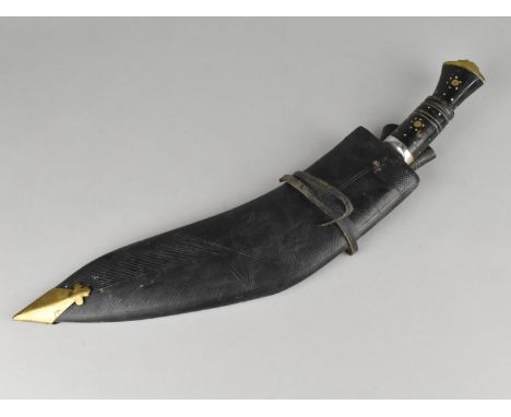 A Vintage Kukri Knife and Two Dagger Set with Leather Scabbard