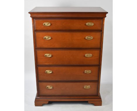 A Modern Stag Bedroom Chest of Five Long Drawers, Bracket Feet, 81cms Wide 
