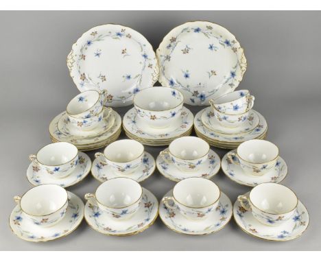A Royal Crown Derby Floral Decorated Tea Set to Comprise Twelve Cups, Eleven Saucers, Twelve Side Plates, Two Cake Plates and