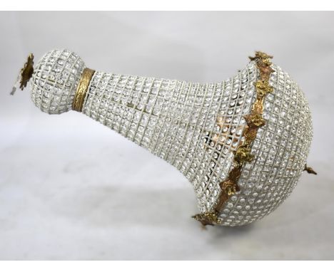 A Large Ormolu Mounted Faux Crystal French Style Ceiling Chandelier, 120cms Tall 