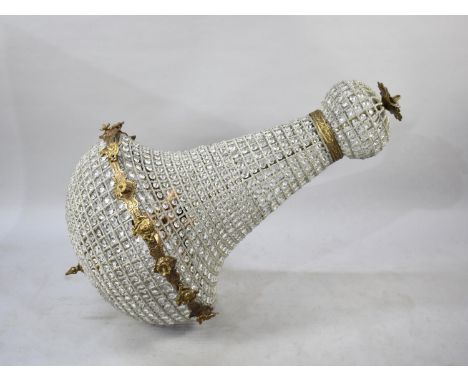 A Large Ormolu Mounted Faux Crystal French Style Ceiling Chandelier, 120cms Tall 