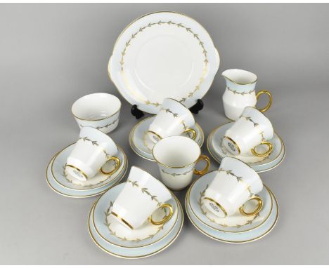 A Royal Grafton Catherine Tea Set to Comprise Six Cups, Five Saucers, Five Side Plates, Milk Jug, Sugar Bowl and a Cake Plate