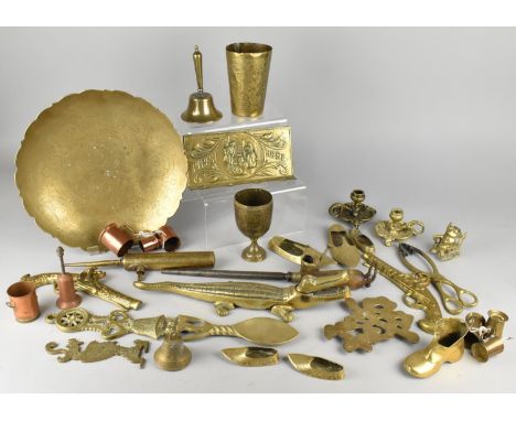 A Collection of Carious Brass Ornaments, Pipe Rack, Nutcracker etc 
