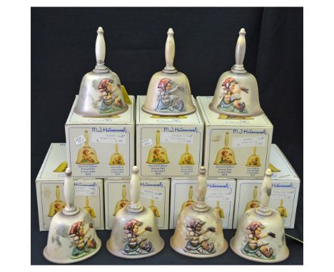 Goebel M.J. Hummel 1979 Annual Bells, 7 Bells, retired edition. Hand created, hand painted. HM: HUM 701. Authentic Backstamp 