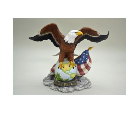 A fine example of The American Bald Eagle, hand created, hand painted in bisque porcelain. Featuring the American Bald Eagle,