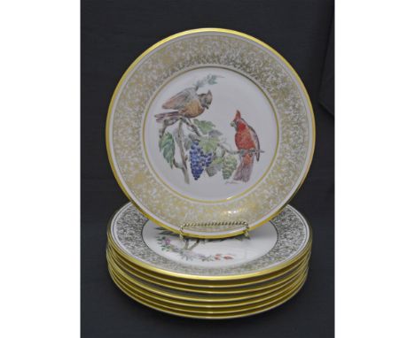 Glazed Porcelain Decorated, created by the E.M.Boehm Studios and Lenox Porcelains, Trenton, NJ. Each 10.50"Dia with an Ivory 