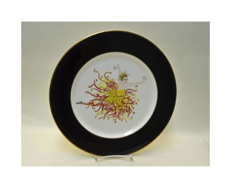 Bone China Glazed, hand created, hand painted Art Deco Collectors Plate designed by the Celebrated Artist Erte. Featuring the