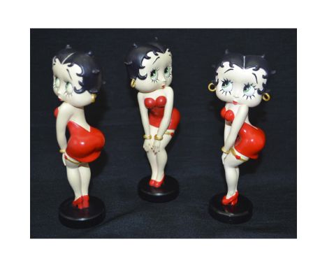 Betty Boop Goes Red Figurines, A Three (3) Piece Collection featuring Betty Boop in her Hot Red Dress with Gold Earrings, Gol