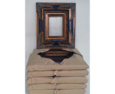 A Collection of Six (6) Mahogany/Brown Color and Gold Ornate Picture Frames. Overall Dimensions: 13" x 15". Image: 5" x 7". I