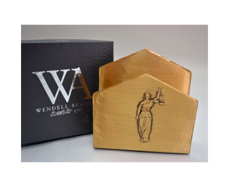 Featuring "The Scales of Justice" Napkin Holder in Solid Bronze by Wendell August. All pieces are hand created, hand forged b