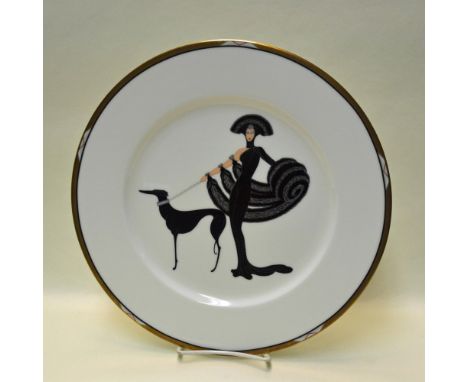 Bone China Glazed, hand created, hand painted Art Deco Collectors Plate designed by the Celebrated Artist Erte. Featuring one