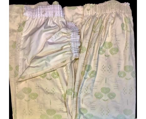 Textiles - a pair of Arts and Crafts curtains, each curtain 208cm wide, 286cm long 