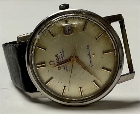 A gentleman's stainless steel Omega Constellation Automatic  Chronometer wristwatch, champagne dial, baton indicators, date a