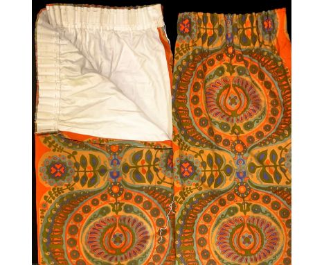 Textiles - a pair of Heals curtains, Pageant, designed by Jyoti Bhomik, each curtain 226cm wide, 125cm long 