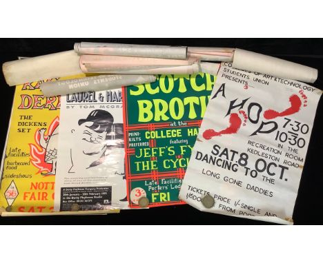 Local Derby Interest - a collection of 1960's Derby Colleges of Art and Technology students union posters, various examples i