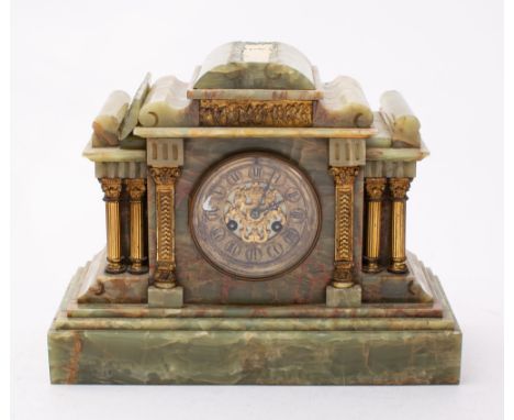 A late 19th century green onyx&nbsp;cased mantel clock.
