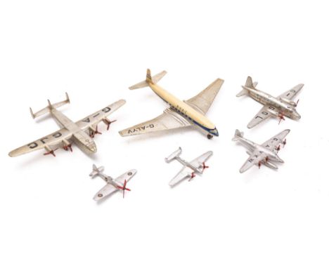 Six Dinky Toy planes comprising of ;-  B.O.A.C Comet, Viking, Seaplane, Tempest, twin engine Fighter, York, (no boxes) 



