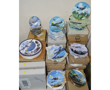 A COLLECTION OF BOXED COLLECTORS PLATES RELATING TO AIRCRAFT AND LOCOMOTION, to include twelve Royal Doulton 'Heroes of the S