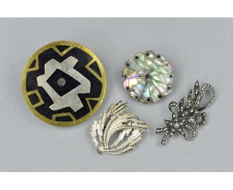 FOUR MIXED SILVER BROOCHES