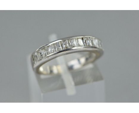 AN 18CT CUBIC ZIRCONA HALF ETERNITY RING, ring size K, approximate weight 4.3 grams
