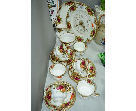 ROYAL ALBERT 'OLD COUNTRY ROSES' TEAWARES, to include cake plate, milk jug, sugar bowl, six cups (one hairline), five saucers