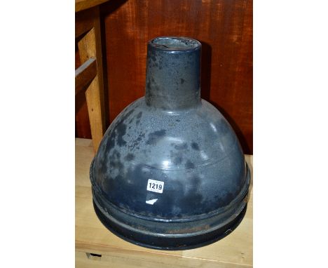 THREE INDUSTRIAL LAMP SHADES, with grey enamel finish