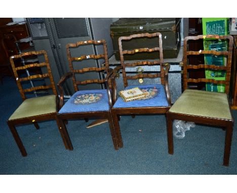 FOUR EDWARDIAN MAHOGANY LADDER BACK CHAIRS (4)