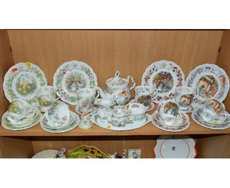 ROYAL DOULTON BRAMBLY HEDGE TABLEWARES AND A FIGURE, to include 'Poppy Eyebright' DBH1, large teapot and minature teapot, mil