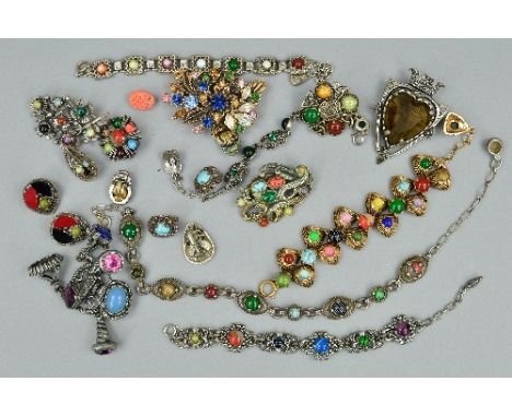 A BAG OF VINTAGE MIRACLE COSTUME JEWELLERY, etc