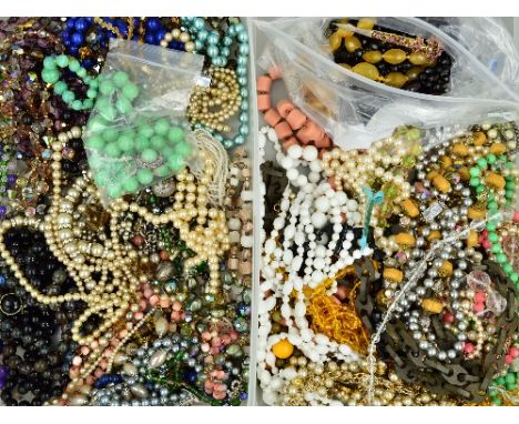 TWO BOXES OF VINTAGE COSTUME JEWELLERY