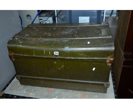 A VINTAGE TIN TRUNK
