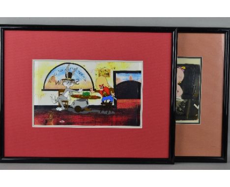 WARNER BROTHERS 'LOADED HANDS' a limited edition sericel depicting Bugs Bunny and Yosemite Sam playing poker, mounted and fra